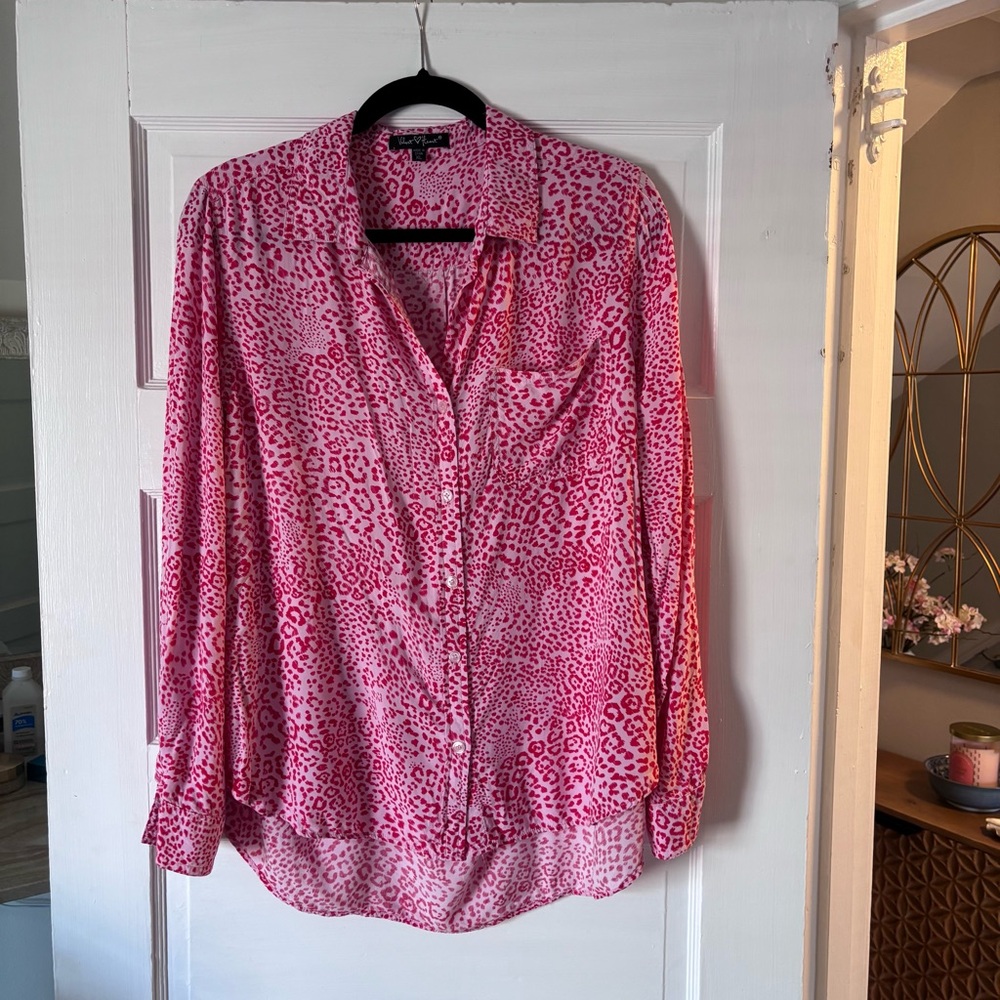 Velvet Heart Pink Leopard Button Down Shirt